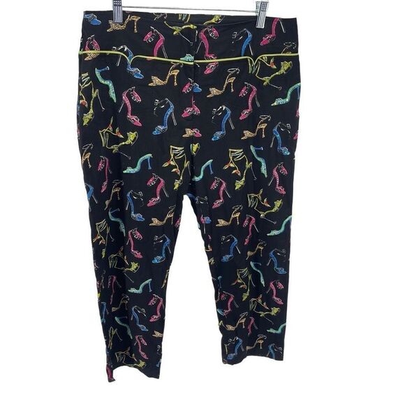 Vanity Collection Womens Capri Pants Multicolor Shoes Heels Print Black Large - Picture 1 of 13